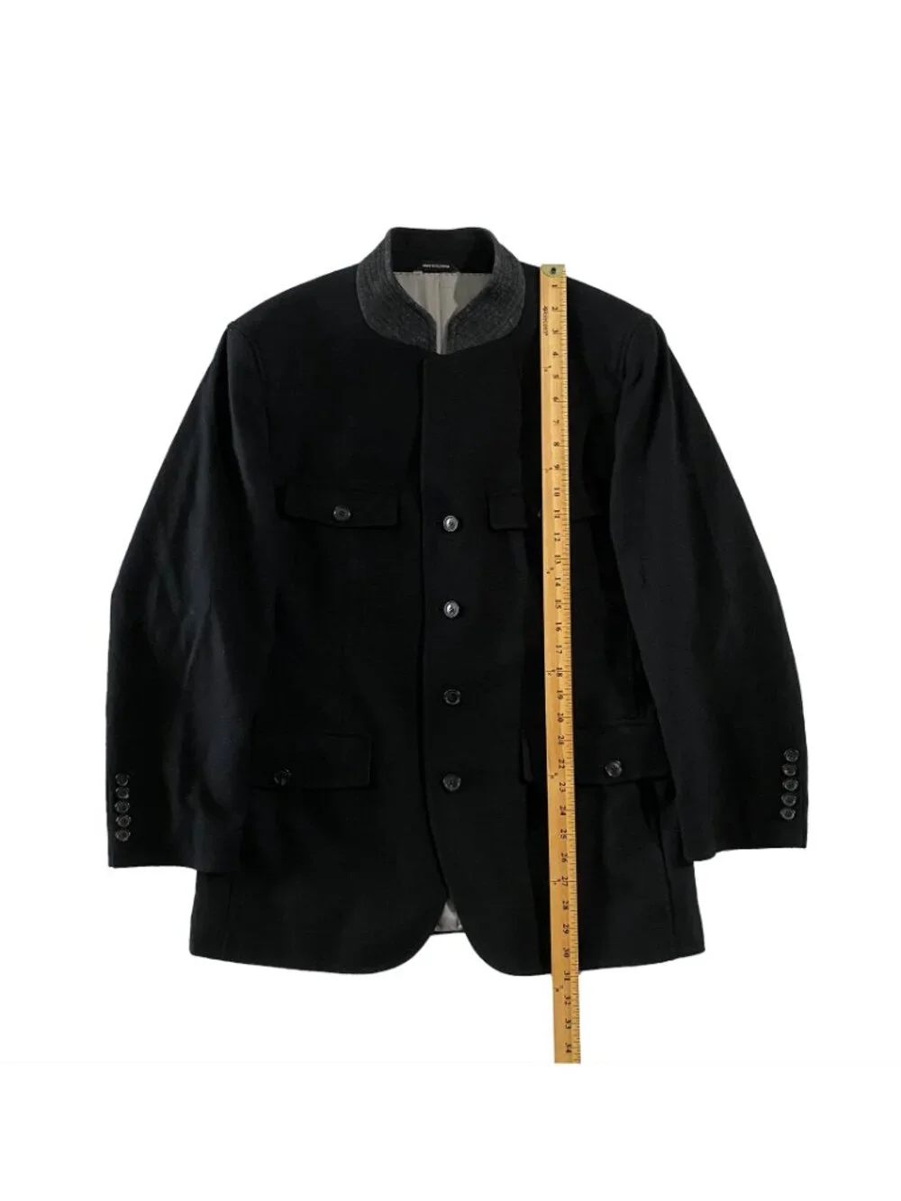 HUGO BOSS Black Label Madrid Stand Collar Military Jacket Mens 44R Black Cashmer